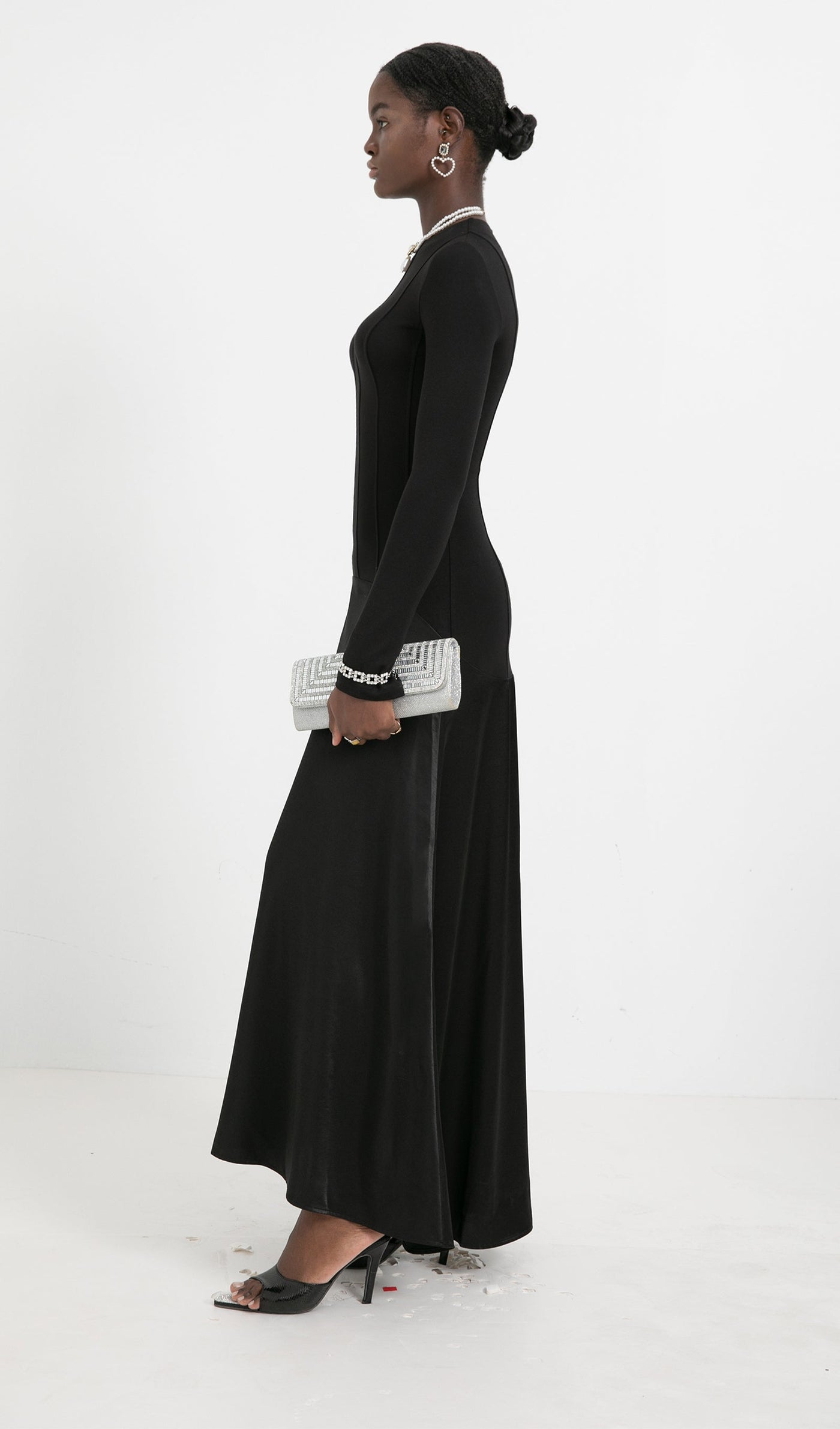 Trendy Knitted Satin Maxi Dress