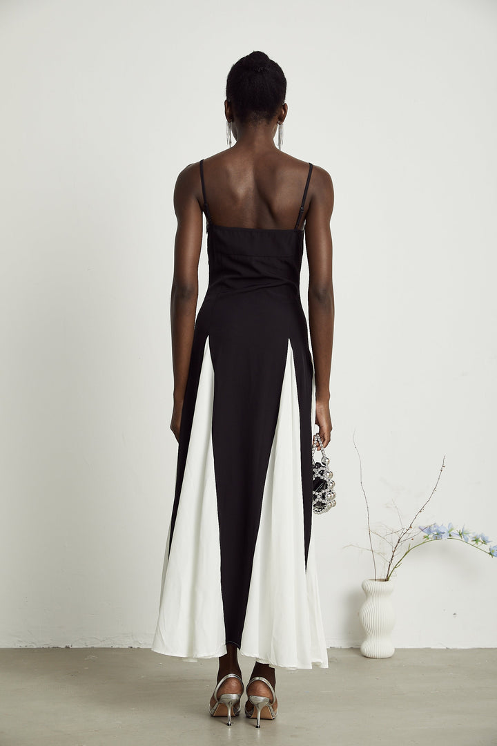 Sofie contrast-color pleated maxi dress - Celestia Couture
