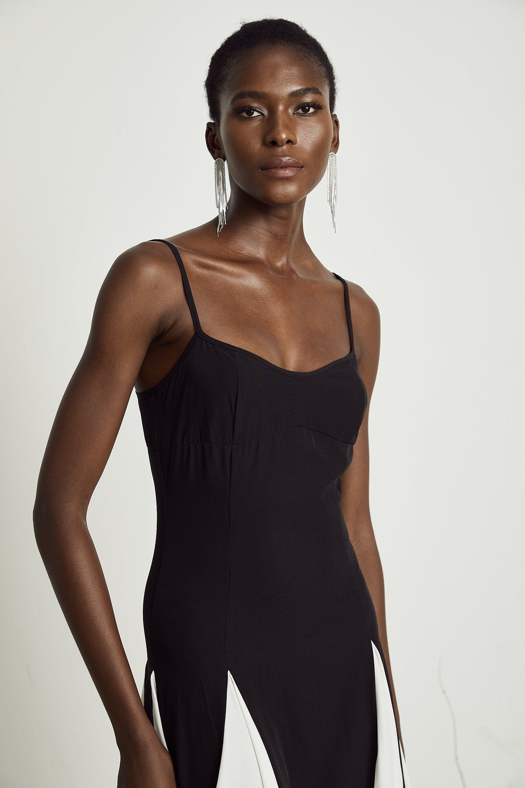 Sofie contrast-color pleated maxi dress - Celestia Couture