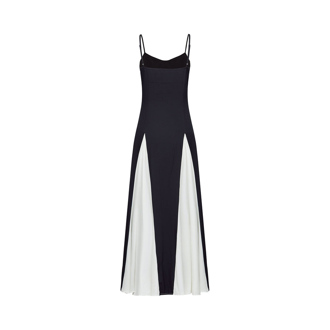 Sofie contrast-color pleated maxi dress - Celestia Couture