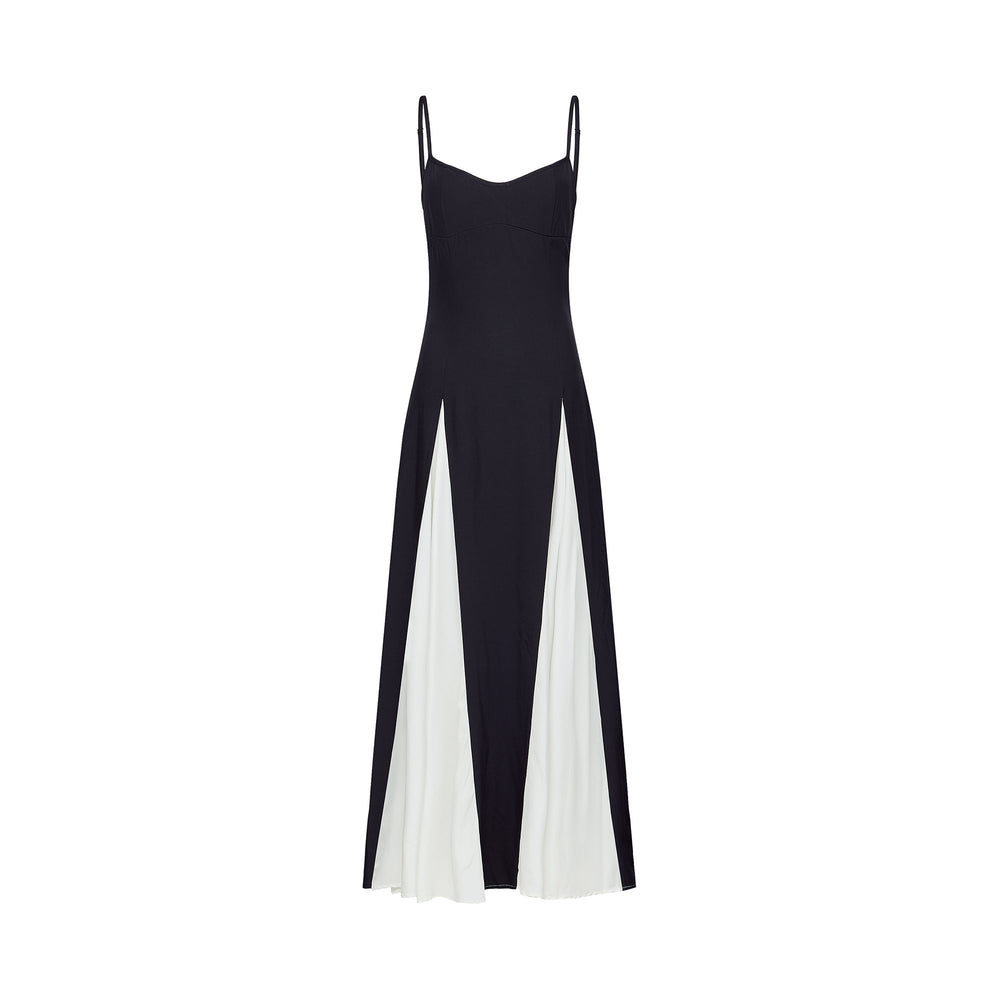 Sofie contrast-color pleated maxi dress - Celestia Couture