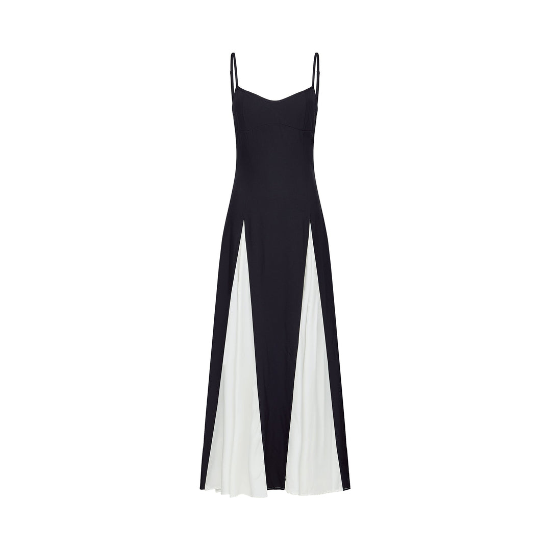 Sofie contrast-color pleated maxi dress - Celestia Couture
