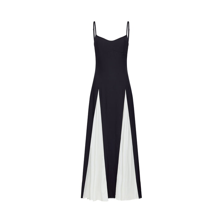 Sofie contrast-color pleated maxi dress - Celestia Couture