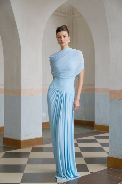Fenolla asymmetrical draped cape & dress matching set