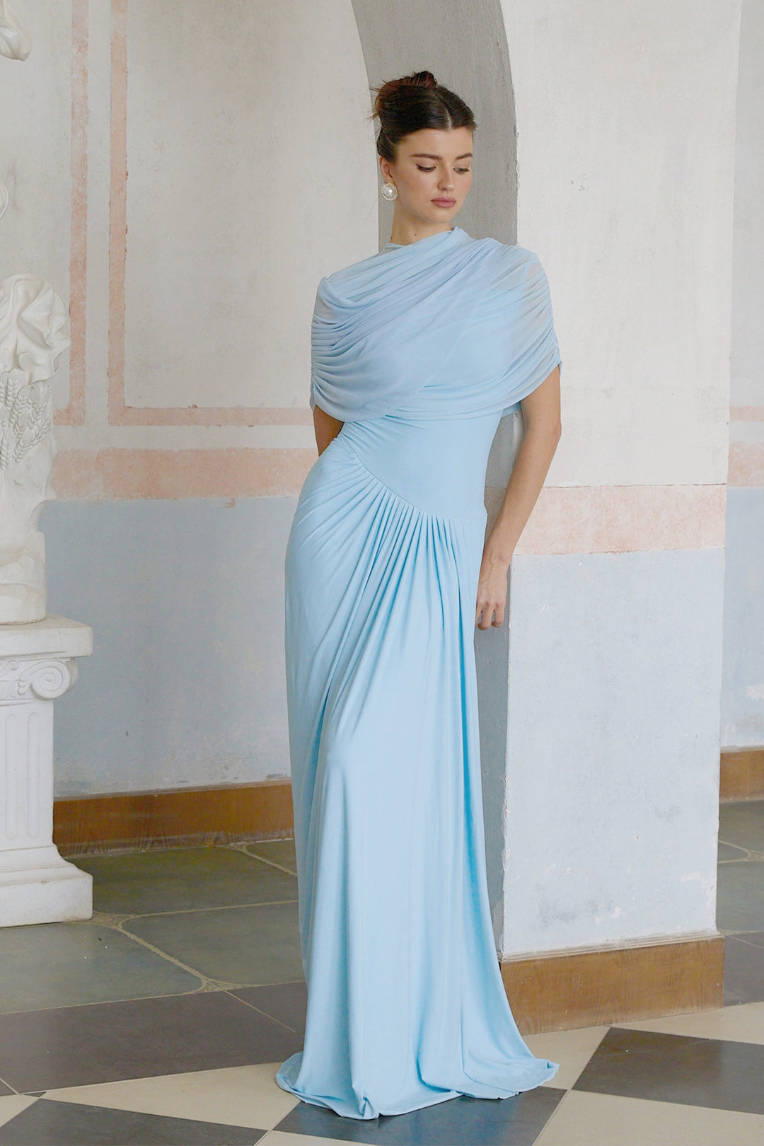 Fenolla asymmetrical draped cape &amp; dress matching set