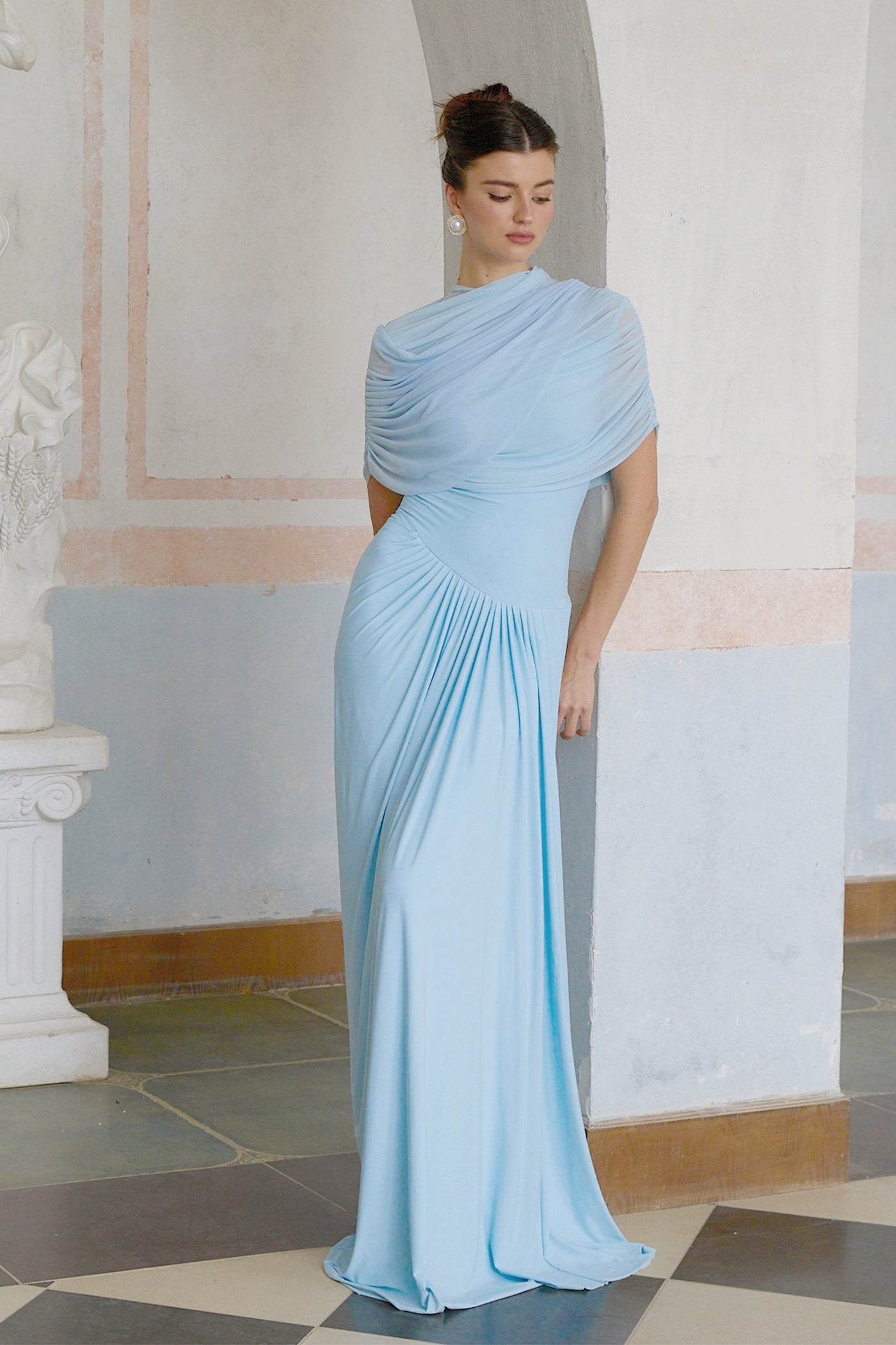 Fenolla asymmetrical draped cape & dress matching set