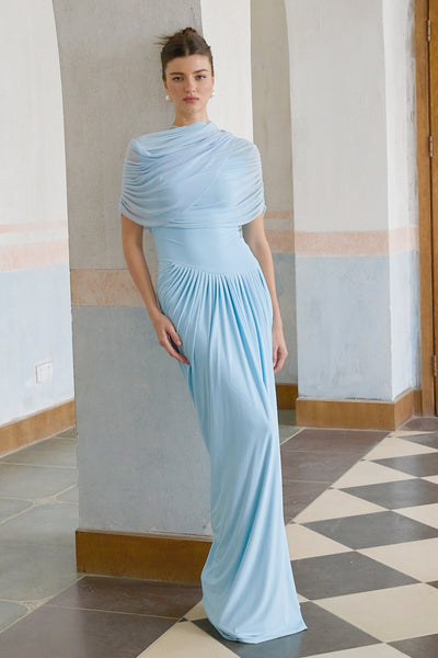 Fenolla asymmetrical draped cape & dress matching set