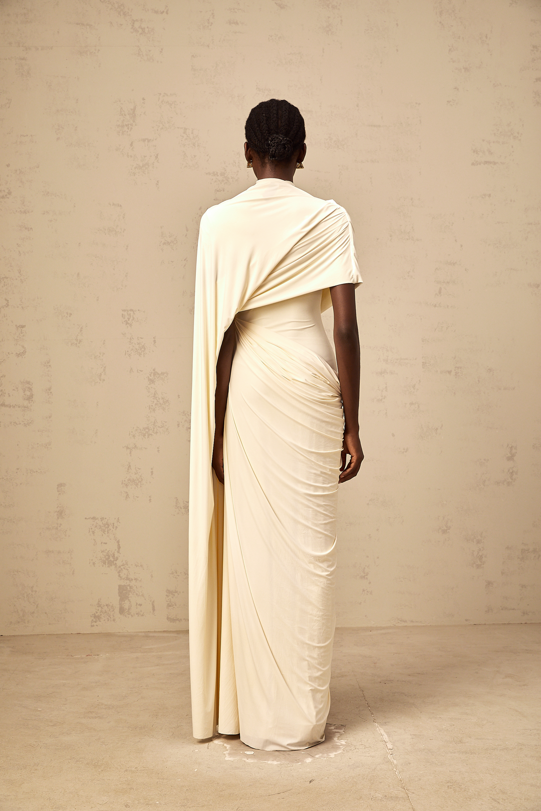 Fenolla asymmetrical draped cape &amp; dress matching set - Celestia Couture