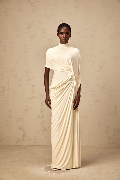 Fenolla asymmetrical draped cape & dress matching set