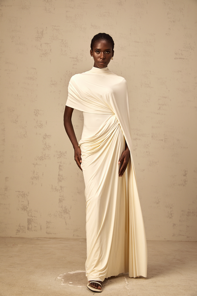Fenolla asymmetrical draped cape & dress matching set