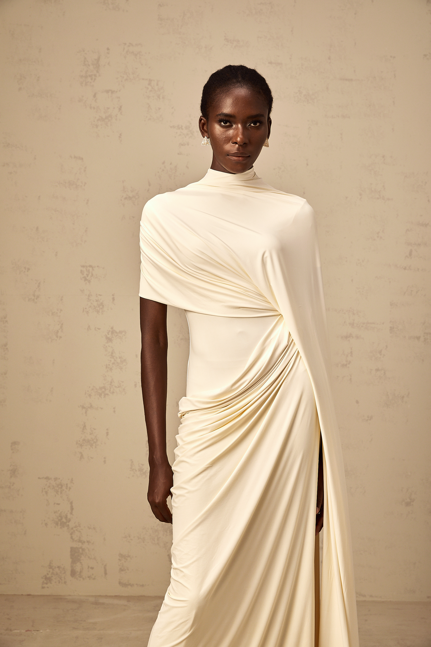 Fenolla asymmetrical draped cape & dress matching set