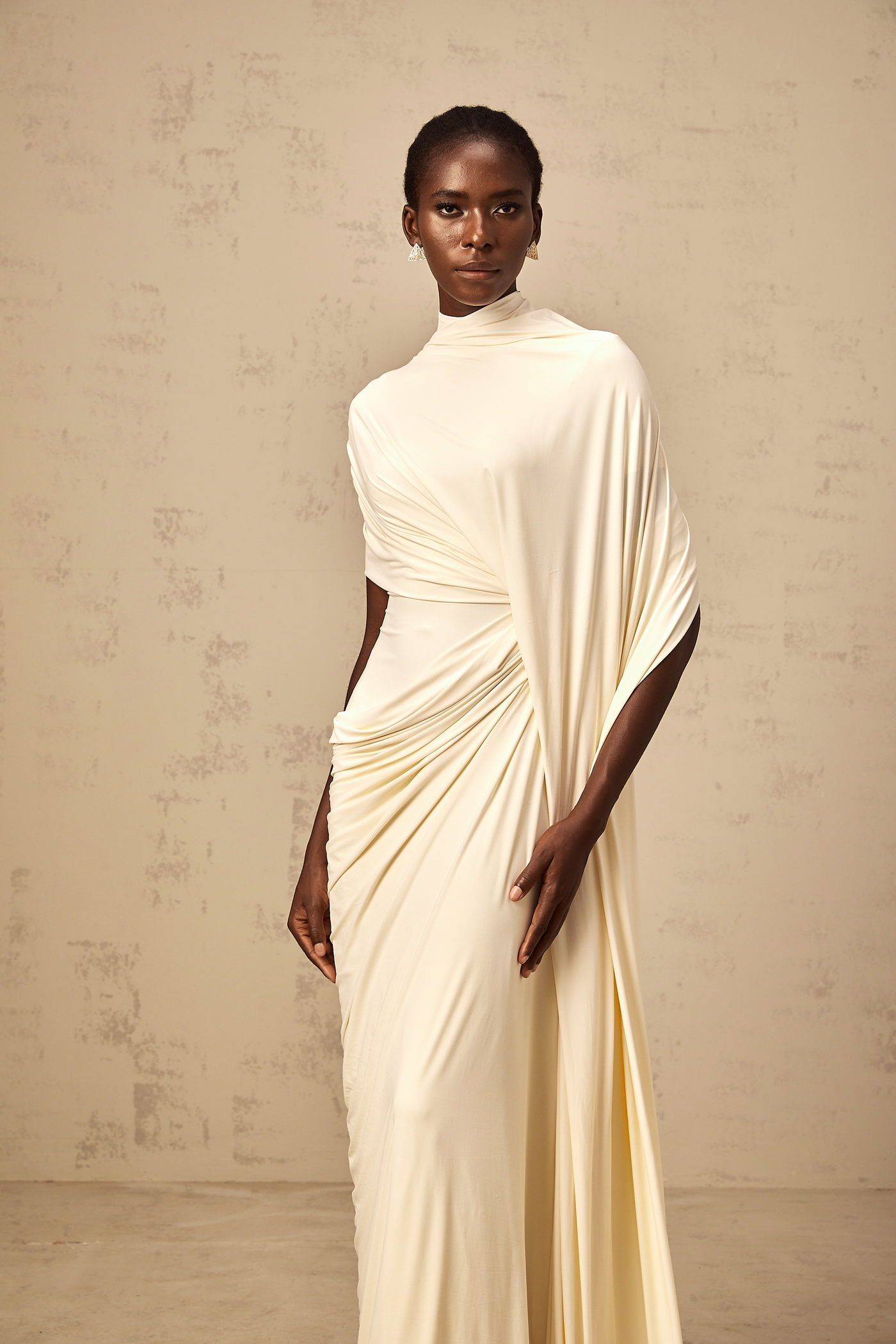 Fenolla asymmetrical draped cape & dress matching set