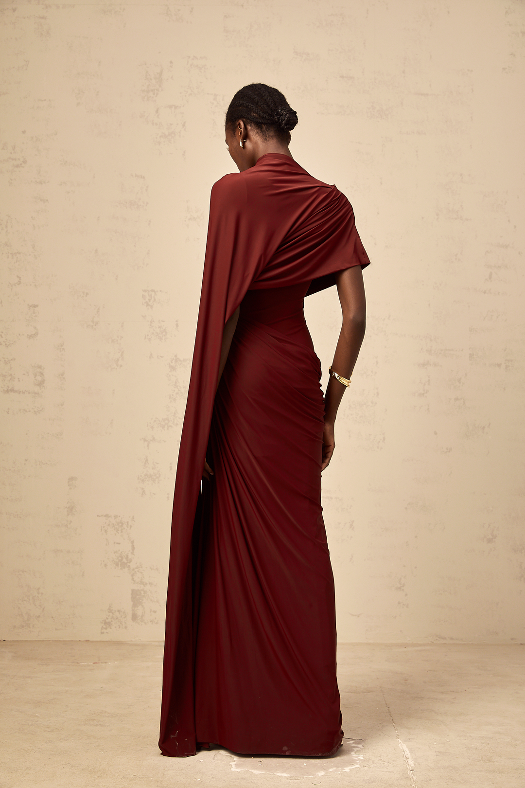 Fenolla asymmetrical draped cape &amp; dress matching set - Celestia Couture