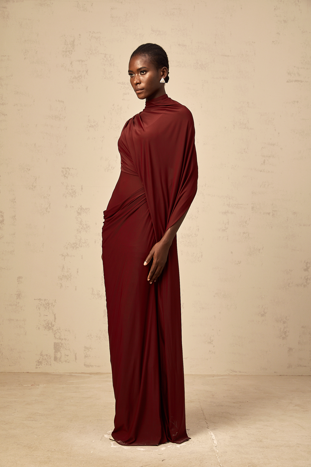 Fenolla asymmetrical draped cape &amp; dress matching set - Celestia Couture