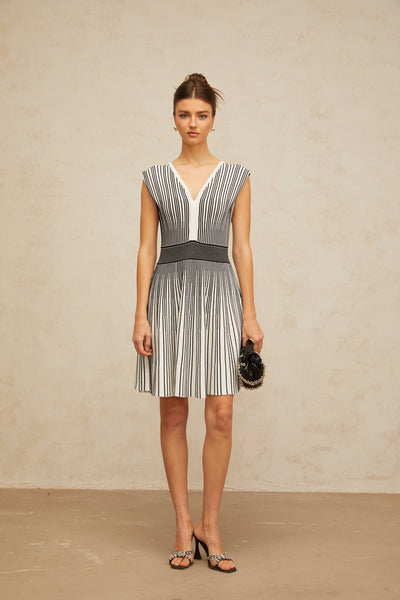 Joëlle contrast-color vertical-striped knit mini dress
