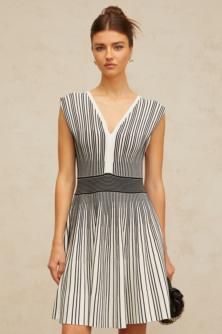 Joëlle contrast-color vertical-striped knit mini dress