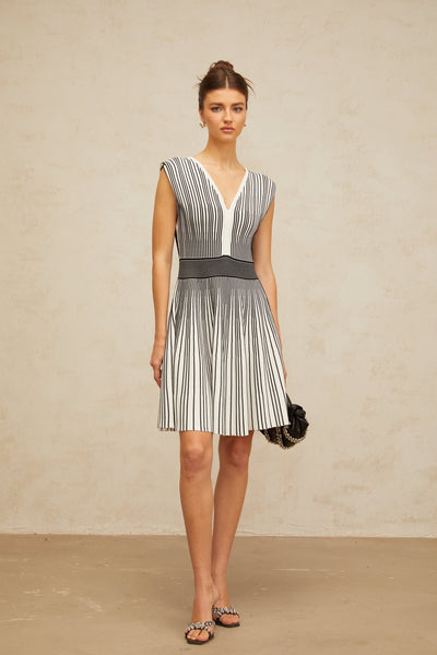 Joëlle contrast-color vertical-striped knit mini dress