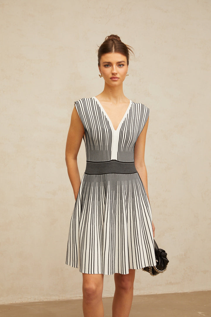 Joëlle contrast-color vertical-striped knit mini dress
