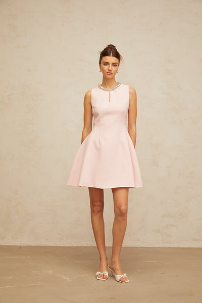 Clothilde pink sequined puff mini dress