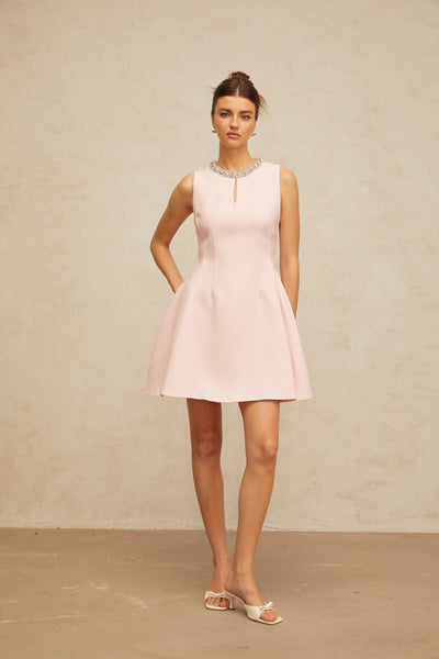 Clothilde pink sequined puff mini dress
