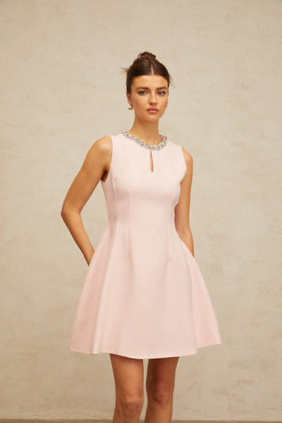 Clothilde pink sequined puff mini dress