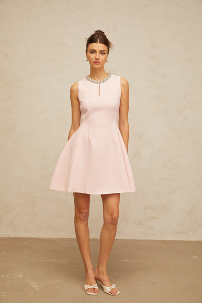 Clothilde pink sequined puff mini dress