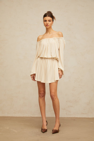 Emma neutrals structured-design mini dress