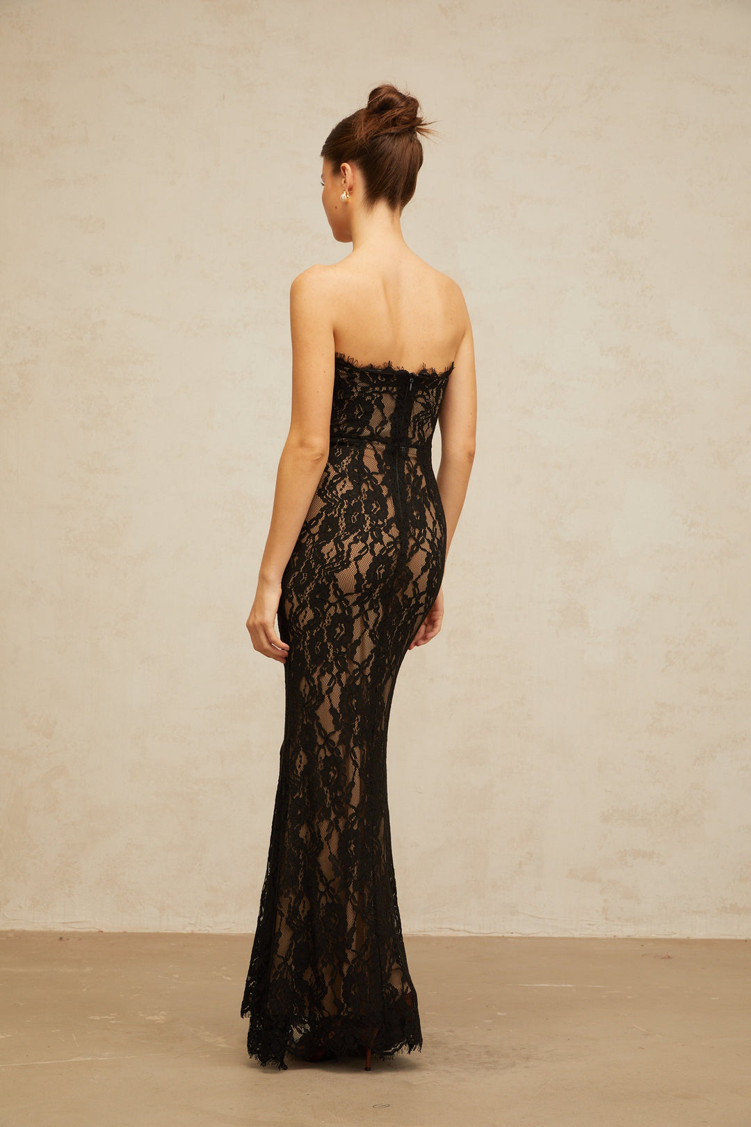 Ivonne black floral-lace mermaid maxi dress - Celestia Couture