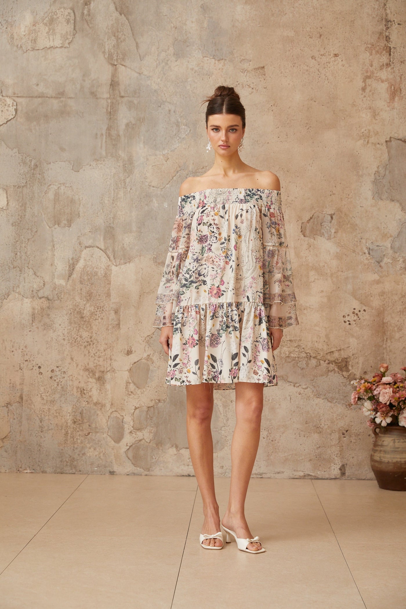 Yasmine smocked floral-print mini dress