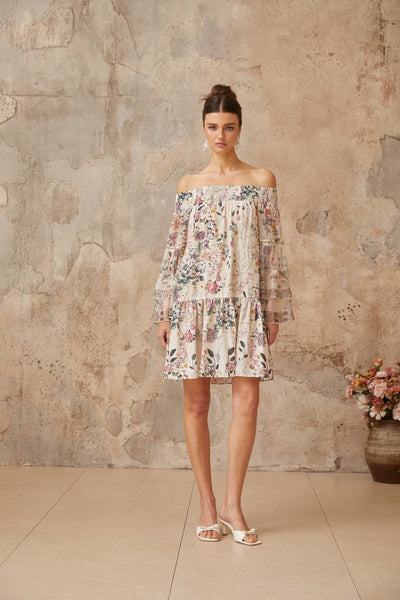 Yasmine smocked floral-print mini dress