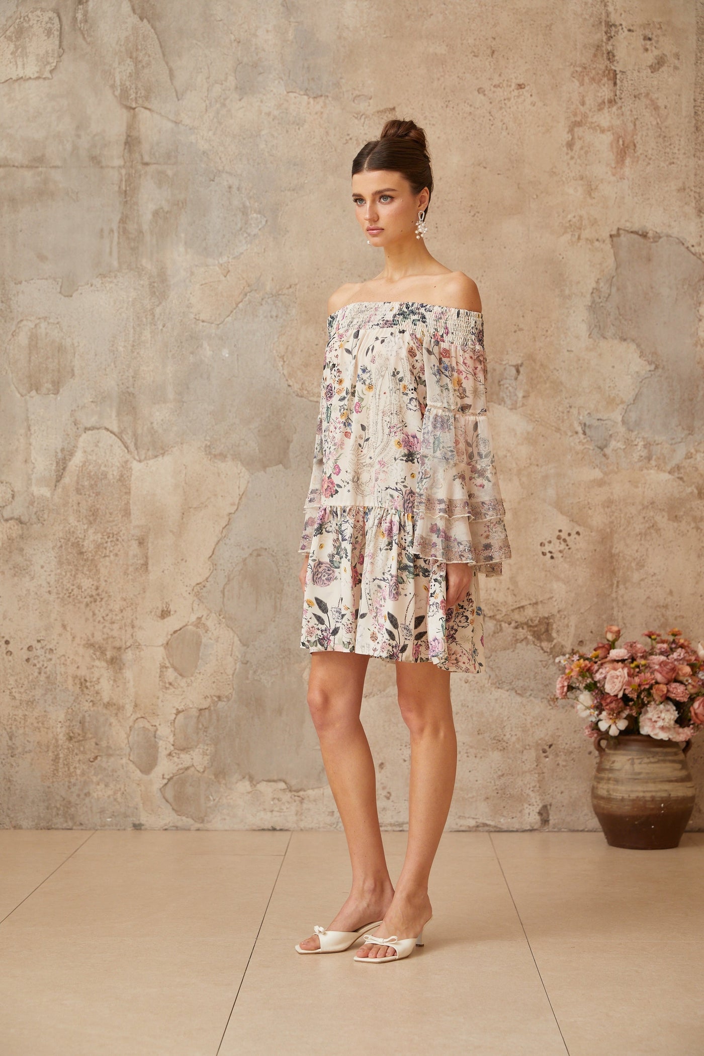 Yasmine smocked floral-print mini dress