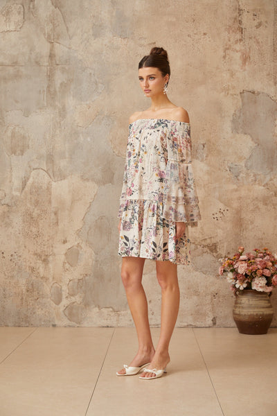 Yasmine smocked floral-print mini dress