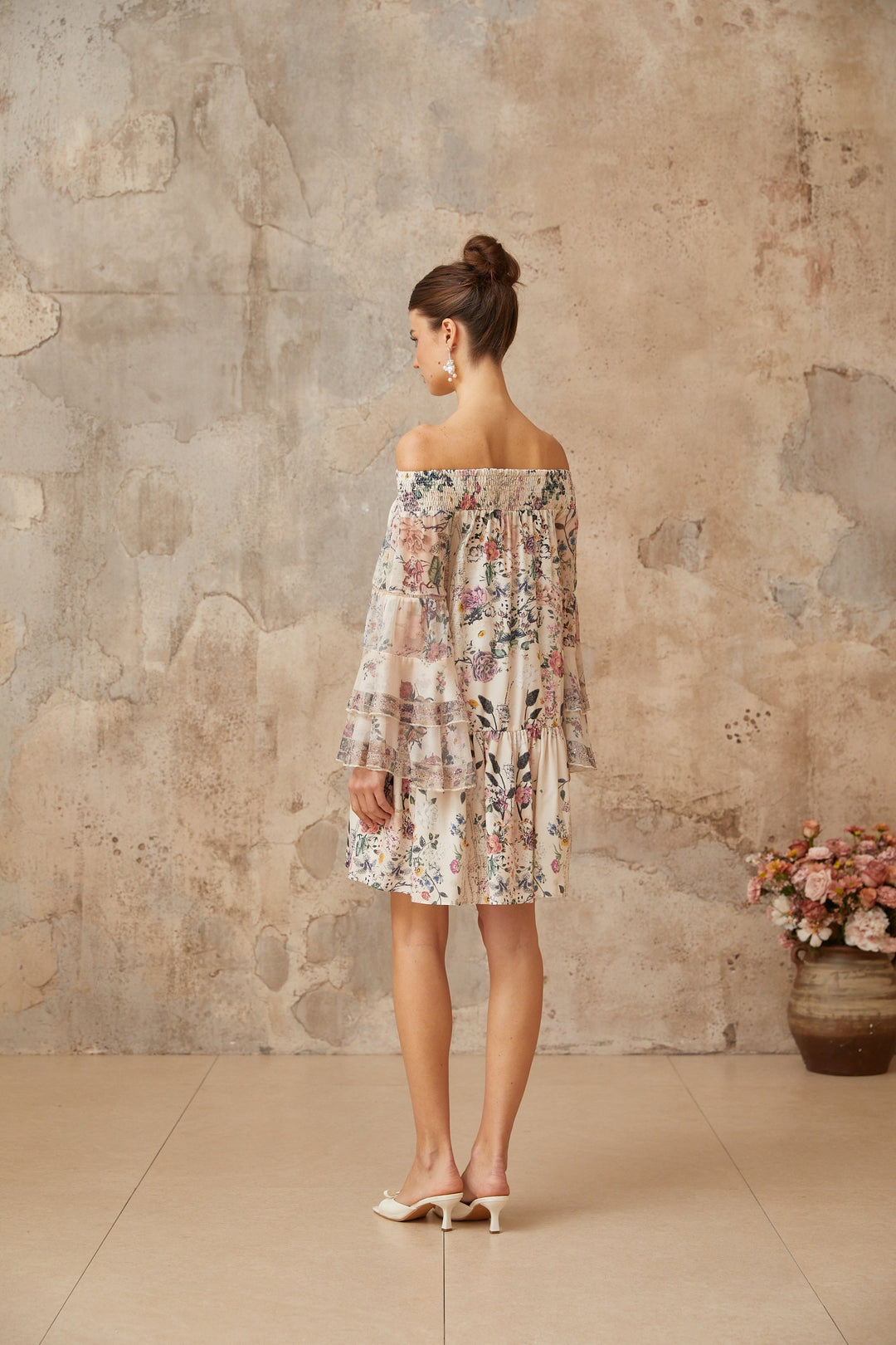 Yasmine smocked floral-print mini dress - Celestia Couture