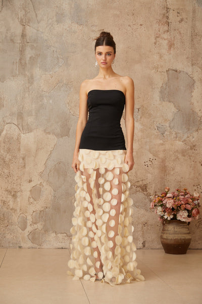 Xénia contrast-color 3d-polka-dot maxi dress