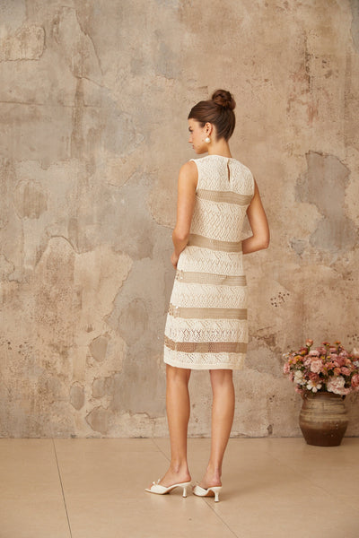 Colette off-white sequined crochet-knit mini dress