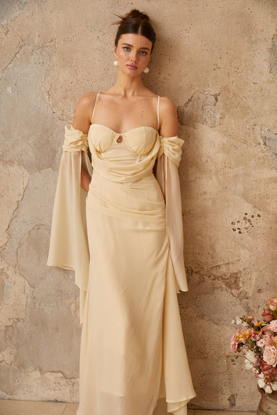 Mélusine neutrals ruched chiffon maxi dress
