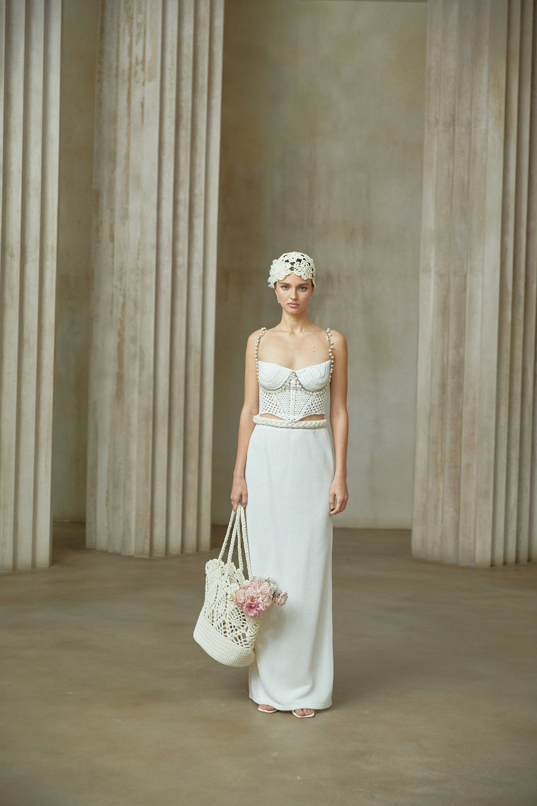 Prunelle Crochet Knit Two-Piece Top and Skirt Set