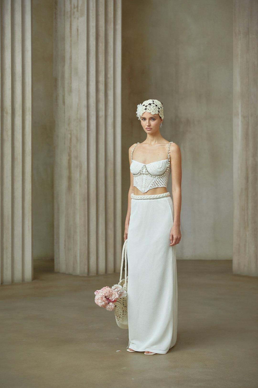 Prunelle Crochet Knit Two-Piece Top and Skirt Set