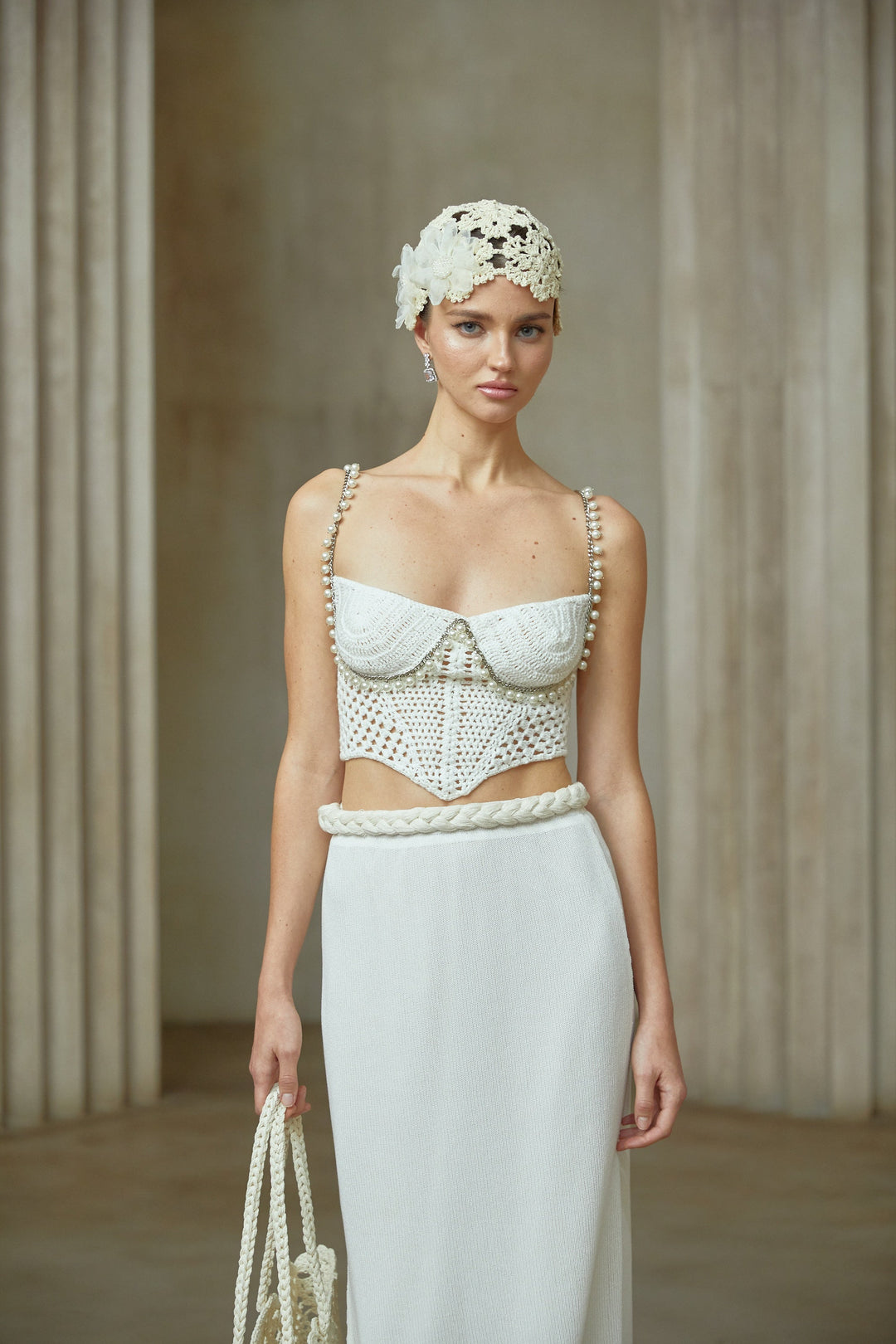 Prunelle Crochet Knit Two-Piece Top and Skirt Set