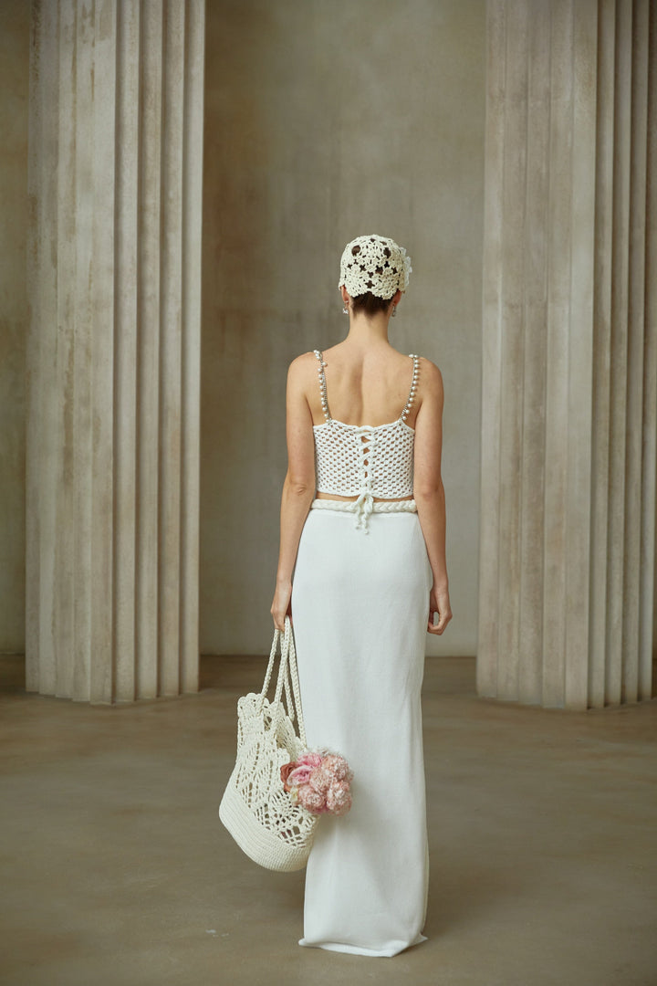 Prunelle Crochet Knit Two-Piece Top and Skirt Set