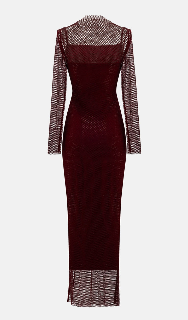 Mesh With Monochrome Lining Maxi Dress - Celestia Couture