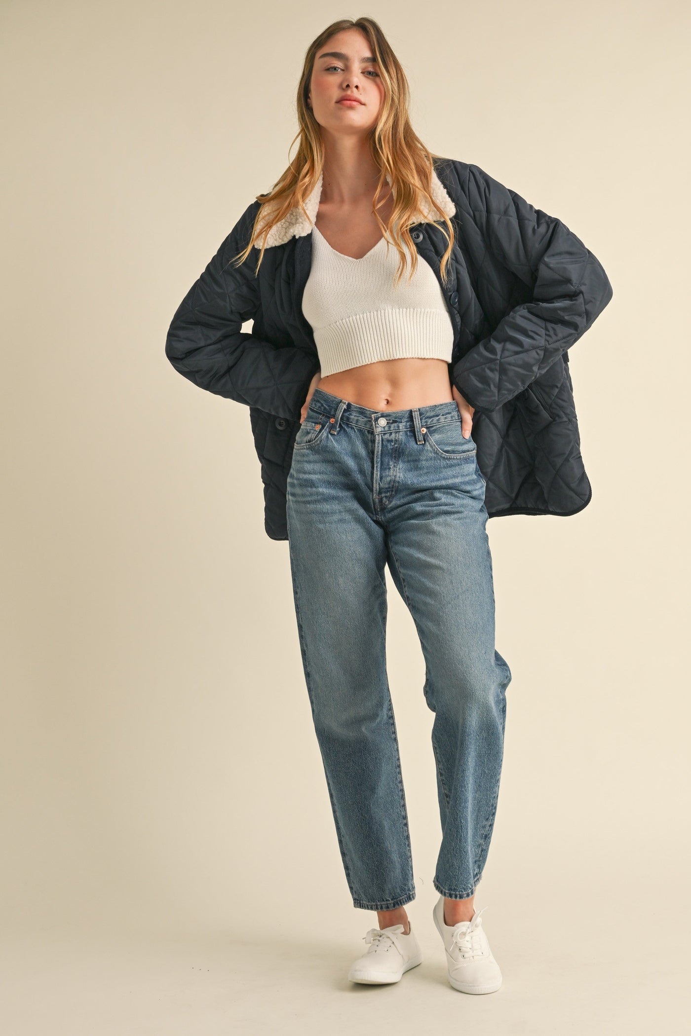 Oversized Green Quilted Jacket