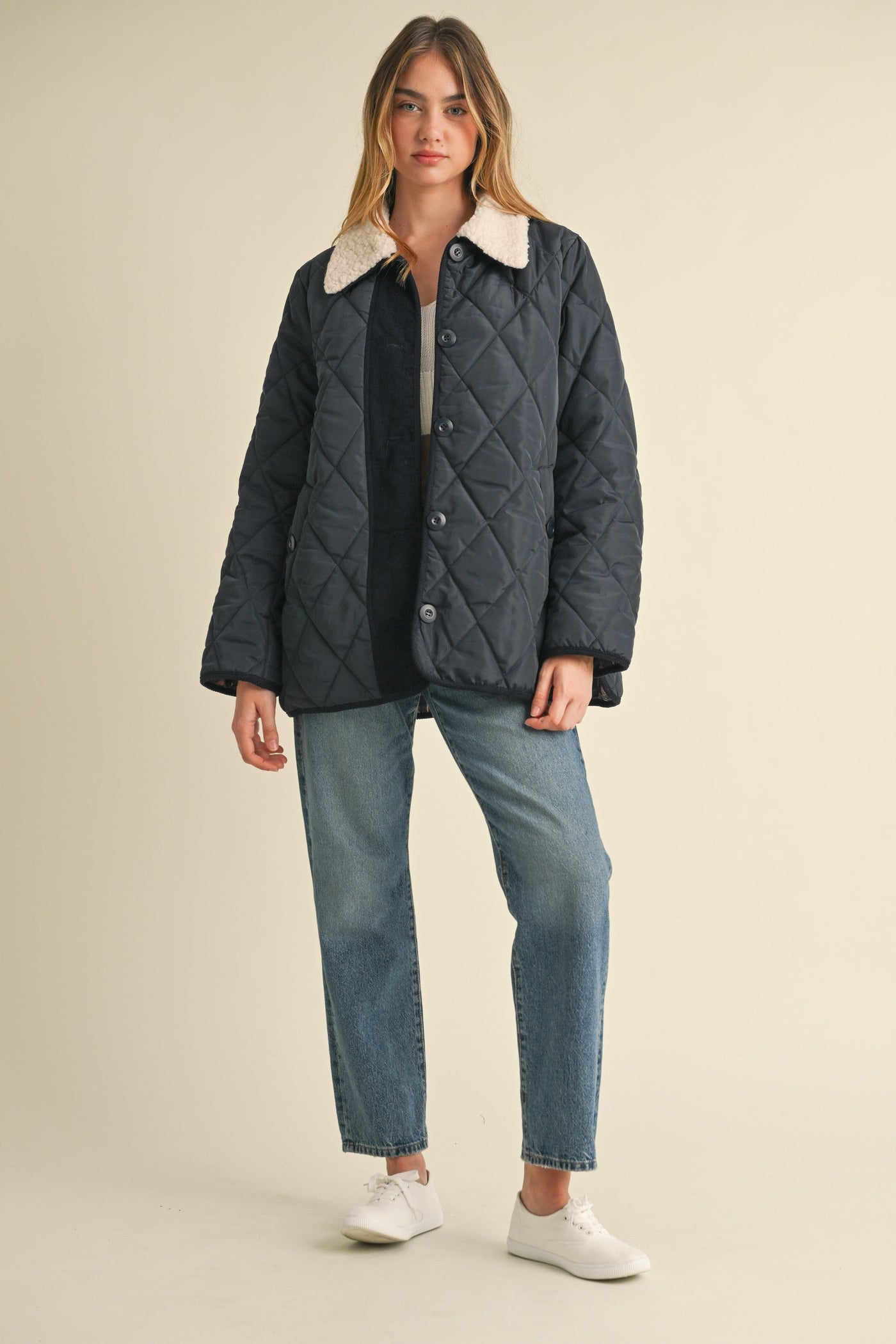 Oversized Green Quilted Jacket