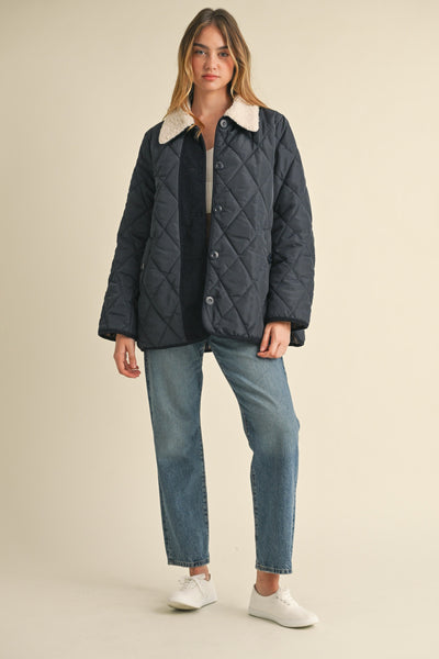 Oversized Green Quilted Jacket