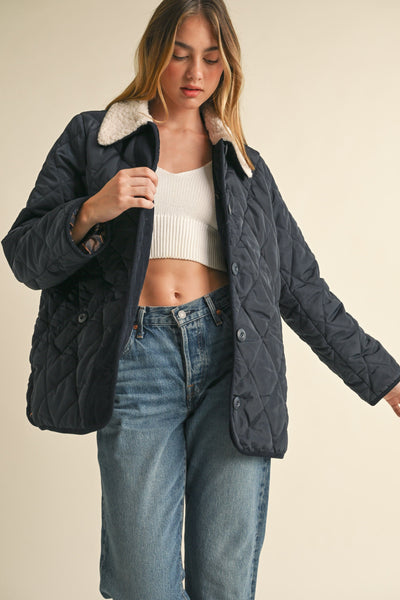 Oversized Green Quilted Jacket