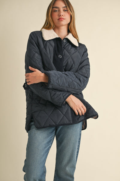 Oversized Green Quilted Jacket