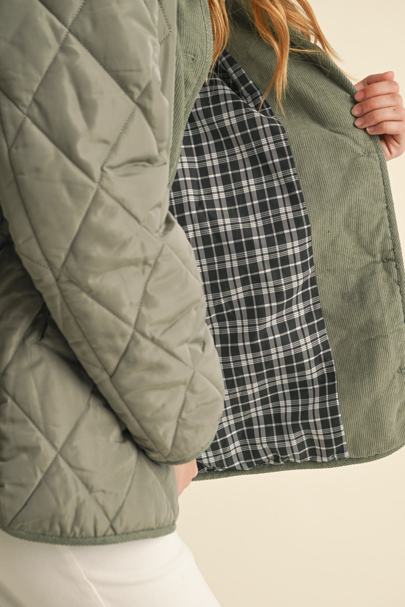 Oversized Green Quilted Jacket