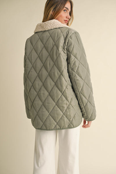Oversized Green Quilted Jacket