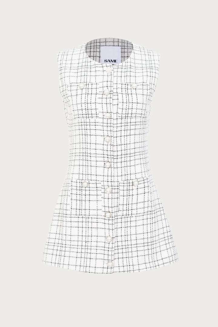 Grace Dress (White Tweed) - Celestia Couture