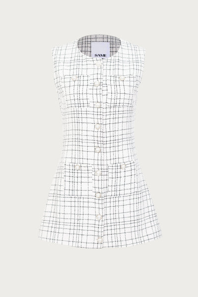 Grace Dress (White Tweed) - Celestial Couture